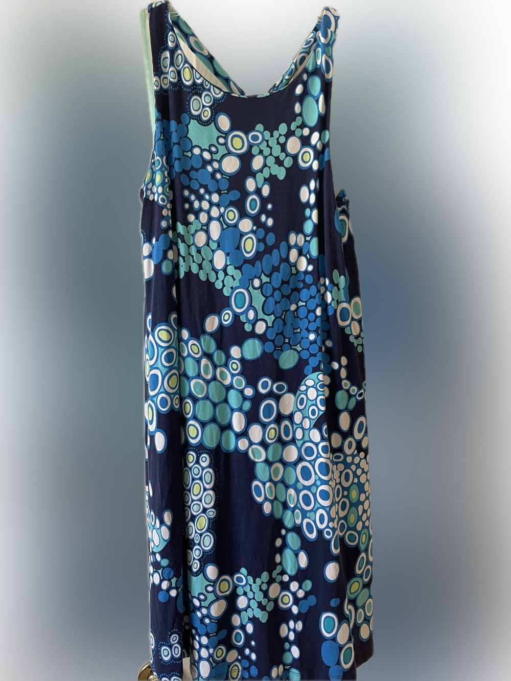 Tori Richard Navy & Aqua Circular Print Mini Dress or Coverup